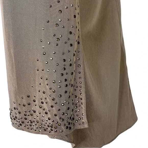 Cache Silk Blend Sleeveless Open Front Studded Vest Women Size M Brown Waterfall - Picture 6 of 10